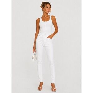 J.Crew High Rise Toothpick Straight Stretch Jeans White Denim 30 M